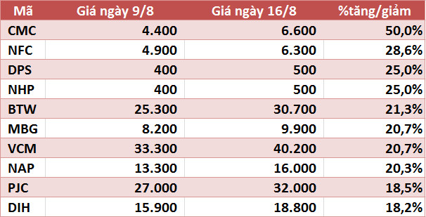 10 cổ phiếu tăng/giảm mạnh nhất tuần: Có mã gần gấp đôi - Ảnh 3.