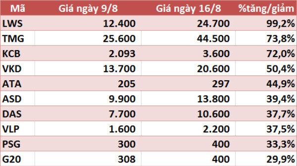 10 cổ phiếu tăng/giảm mạnh nhất tuần: Có mã gần gấp đôi - Ảnh 5.