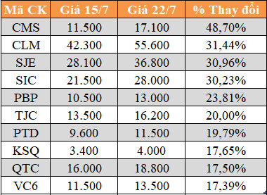 10 cổ phiếu tăng/giảm mạnh nhất tuần: Có mã lên 69% - Ảnh 2.