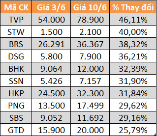 10 cổ phiếu tăng/giảm mạnh nhất tuần: Nhiều mã đầu cơ lao dốc - Ảnh 3.