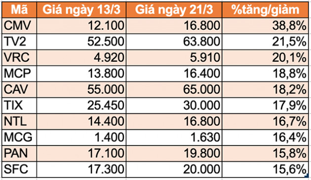 10 cổ phiếu tăng/giảm mạnh nhất tuần: Tâm điểm bộ 3 cổ phiếu họ 'Vin'