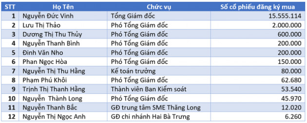  12 sếp VPBank đăng ký mua 56% tổng số cổ phiếu ESOP - Ảnh 1.