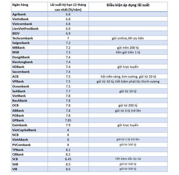 Lãi tiết kiệm kỳ hạn 12 tháng của ngân hàng nào cao nhất hiện nay? - Ảnh 2.