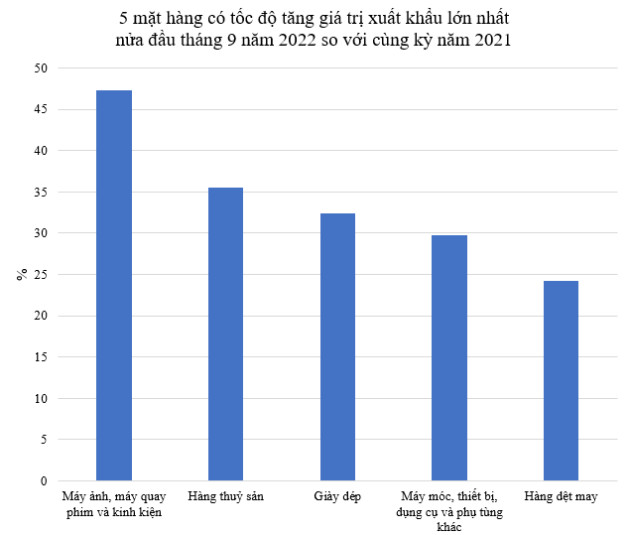 5 mặt hàng có tốc độ tăng giá trị xuất khẩu lớn nhất nửa đầu tháng 9 năm 2022 - Ảnh 1.