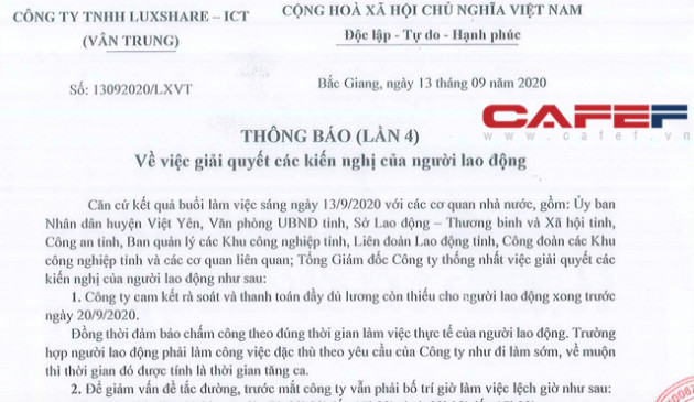 5.000 công nhân đình công: Luxshare ICT, công ty sản xuất tại nghe Airpods cho Apple tại Bắc Giang cam kết giải quyết kiến nghị của người lao động - Ảnh 1.