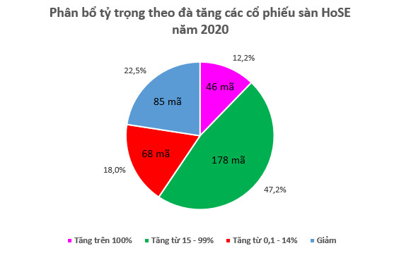 60% số cổ phiếu niêm yết HoSE chiến thắng VN-Index trong năm 2020 - Ảnh 1.