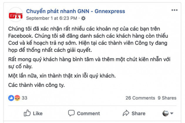 600 shop nguy cơ mất trắng 5,5 tỷ cho công ty giao hàng GNN: Dịch vụ ship COD tiềm ẩn nhiều rủi ro - Ảnh 1.