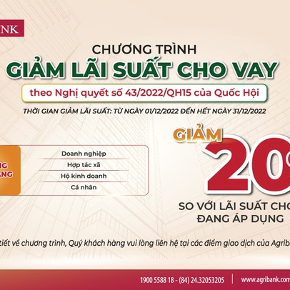 Agribank giảm tiếp 20% so với lãi suất cho vay để hỗ trợ khách hàng