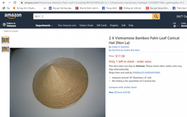 Amazon chưa mở trang bán hàng trực tiếp tại Việt Nam