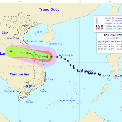Bão số 5 giật cấp 12, đi vào vùng biển từ Quảng Bình đến Quảng Nam