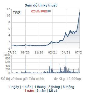 Bất chấp việc vào diện kiểm soát, cổ phiếu TGG vẫn có chuỗi 11 phiên tăng trần liên tiếp - Ảnh 1.