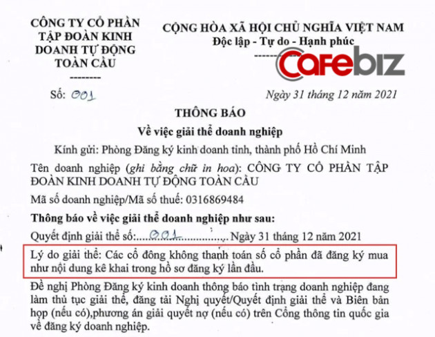 Bí ẩn đằng sau 2 văn bản số 001: Vì đâu Nguyễn Vũ Quốc Anh vội ký giải thể siêu doanh nghiệp 21,7 tỷ USD, tới mức “copy-paste” cũng nhầm? - Ảnh 1.