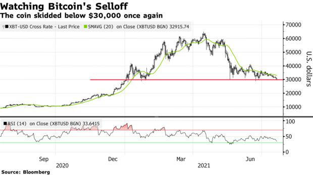 Bitcoin lại rớt mốc 30.000 USD, thổi bay 100 tỷ USD vốn hóa trong 24 giờ - Ảnh 1.