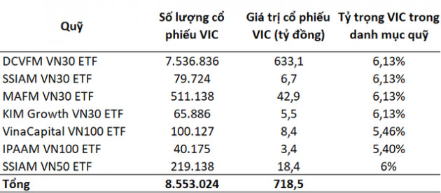 Các quỹ ETF đang nắm giữ bao nhiêu cổ phiếu VIC? - Ảnh 1.