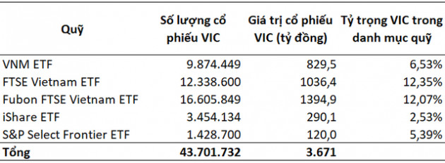 Các quỹ ETF đang nắm giữ bao nhiêu cổ phiếu VIC? - Ảnh 2.