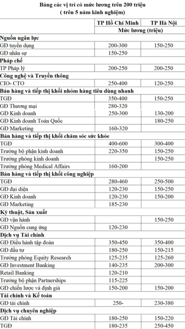 Các vị trí việc làm có mức lương trên 200 triệu ở Việt Nam - Ảnh 2.