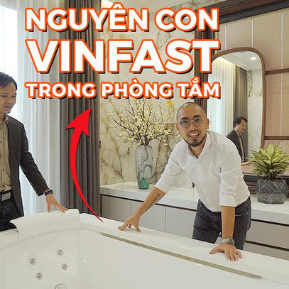 Cách đại gia Thái Nguyên chơi lớn, mang cả con xe "VinFast" vào nhà tắm