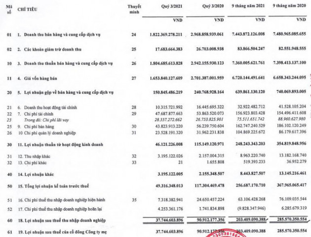 Cadivi (CAV) báo lãi quý 3 sụt giảm 58% xuống 38 tỷ đồng do doanh thu bán hàng giảm - Ảnh 2.