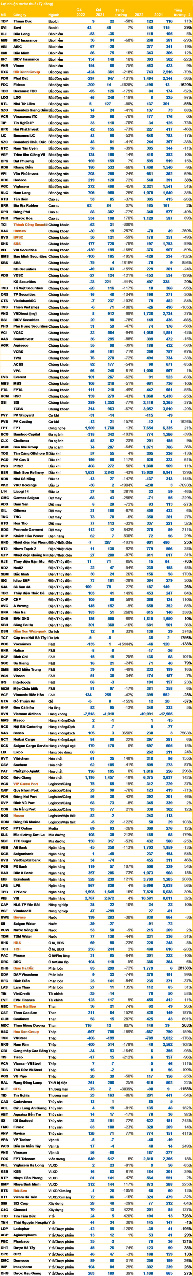 Cập nhật BCTC ngày 28/01: Hoa Sen lỗ hàng trăm tỷ, lợi nhuận các CTCK lao dốc, một công ty phân bón tăng lãi 28 lần trong năm 2022 - Ảnh 2.