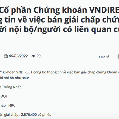 Chủ tịch Tập đoàn Danh Khôi (NRC) bị VNDIRECT “call margin”