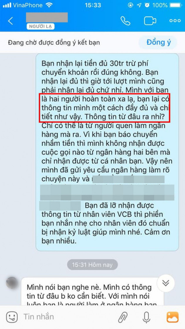 Chuyển nhầm 30 triệu qua tài khoản Vietcombank của người lạ rồi truy SĐT để nhắn tin như đòi nợ: Dân mạng bất bình, ngân hàng lên tiếng - Ảnh 3.