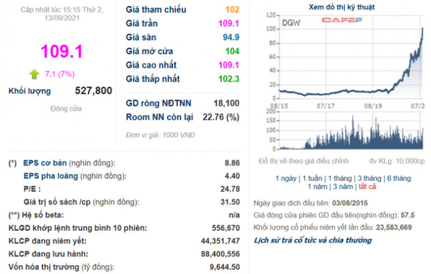 Cổ phiếu lập đỉnh mới, vốn hóa Digiworld (DGW) đạt gần 10.000 tỷ đồng - Ảnh 1.