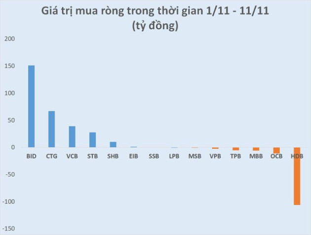 Cổ phiếu ngân hàng nào được khối ngoại mua gom nhiều nhất từ đầu tháng 11? - Ảnh 1.