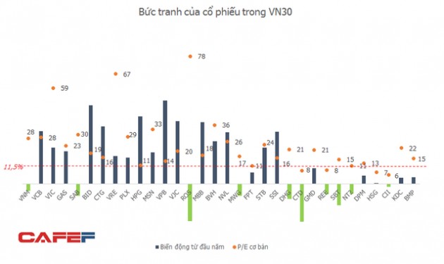 Cổ phiếu vốn hóa lớn trong 2 tháng đầu năm: Sự lao dốc của các ông vua và sự thăng hoa của dòng tài chính - Ảnh 1.