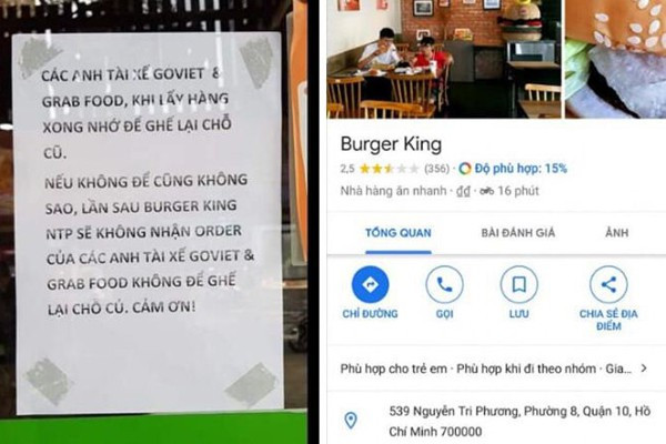 Cửa hàng Burger King bị "dìm sao" hội đồng vì kỳ thị tài xế Grab, Go Viet