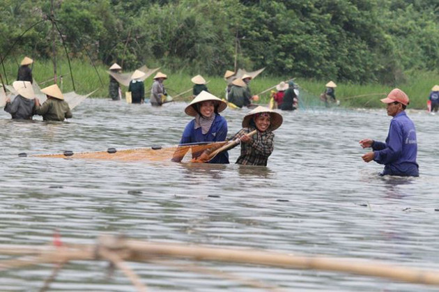 Dân Hà Tĩnh hò vang trời ào xuống đầm bắt cá cầu may - Ảnh 5.