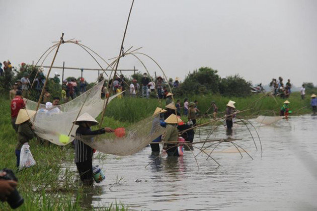 Dân Hà Tĩnh hò vang trời ào xuống đầm bắt cá cầu may - Ảnh 8.