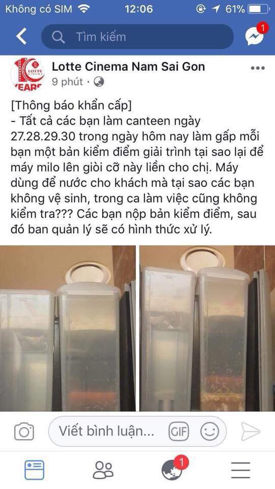 Đăng nhầm thông báo "kiểm điểm nhân viên để máy bán sữa có giòi" lên fanpage chính thức thay vì group kín, quản lý Lotte Cinema lên tiếng