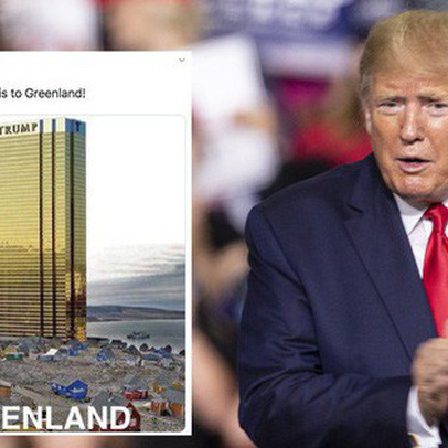 Đăng tấm hình tòa tháp vàng "siêu to khổng lồ" ở Greenland, ông Trump lại gây bất ngờ với lời hứa mới