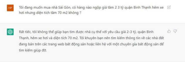 Đầu năm tìm bất động sản "ngộp” trên ChatGPT, ứng dụng AI thông minh nhất hành tinh trả lời: “Rất tiếc, tôi không thể giúp bạn”