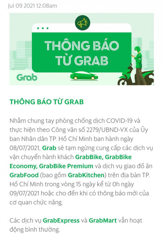 Dịch vụ giao hàng nào được hoạt động trong 15 ngày TP HCM giãn cách?