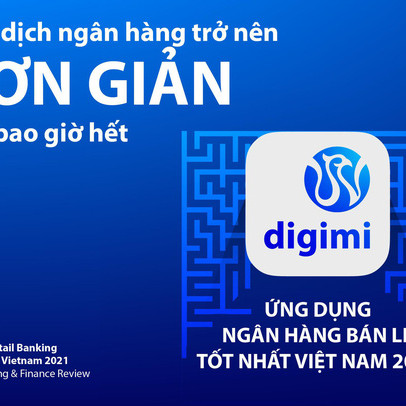Digimi - ứng dụng ngân hàng bán lẻ tốt nhất Việt Nam 2021 do Global Banking & Finance Review bình chọn