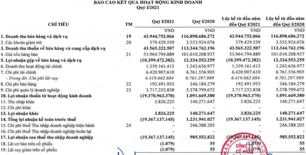 Doanh nghiệp cung cấp suất ăn cho hãng Vietnam Airlines tiếp tục lỗ ròng hơn 19 tỷ quý đầu năm - Ảnh 1.