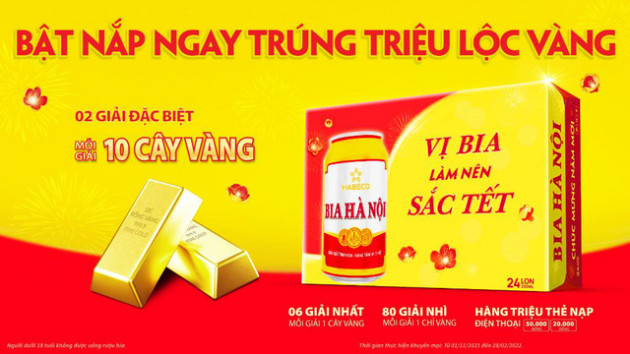 Đón năm mới Tài Lộc khởi sắc với hai chương trình khuyến mại lớn nhất trong năm của Bia Hà Nội Tết 2022