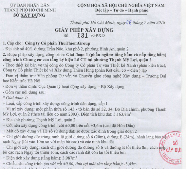 Dự án Thủ Thiêm Dragon được cấp phép xây dựng, đủ điều kiện bán nhà hình thành trong tương lai - Ảnh 1.