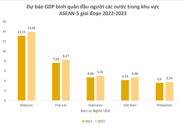 Dự báo GDP bình quân đầu người của Việt Nam năm 2022 cao thứ mấy trong ASEAN-5 theo dữ liệu IMF? - Ảnh 1.