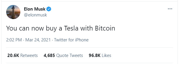 Elon Musk: Đã có thể mua xe Tesla bằng Bitcoin - Ảnh 1.