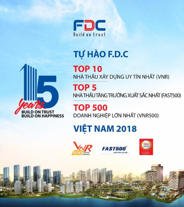 F.D.C tự hào nằm trong top 10 nhà thầu xây dựng uy tín năm 2018 – Bảng xếp hạng VNR - Ảnh 1. F.D.C tự hào nằm trong top 10 nhà thầu xây dựng uy tín năm 2018 – Bảng xếp hạng VNR - Ảnh 1.