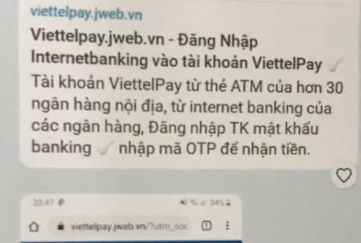 Giả mạo Viettelpay để lừa đảo chiếm đoạt tài sản