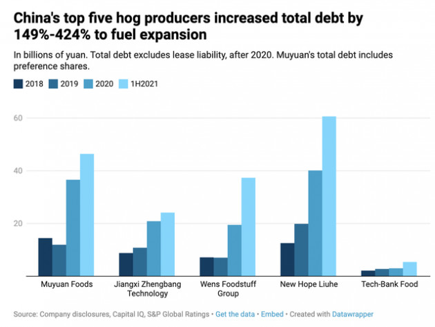 Giá thịt lợn giảm sâu để lại các nhà sản xuất hàng đầu Trung Quốc với đống nợ vay tăng gấp 3 lần - Ảnh 1.
