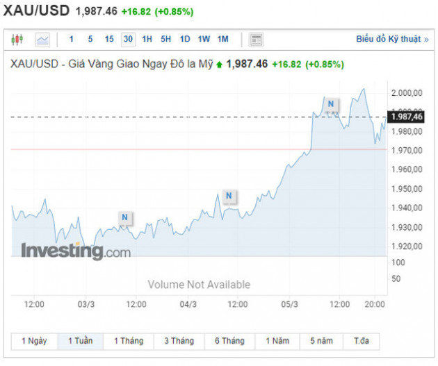 Giá vàng vượt mốc 2.000 USD/ounce và có thể tiếp tục tăng do xung đột Nga - Ukarine - Ảnh 1.