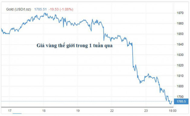 Giá vàng xuyên thủng đáy 1.800 trong đà lao dốc thê thảm - Ảnh 1.