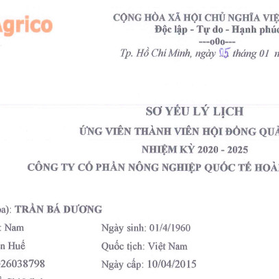 HAGL Agrico: Tỷ phú Trần Bá Dương ứng cử vào HĐQT, nhiều biến động lớn về nhân sự cấp cao sắp diễn ra