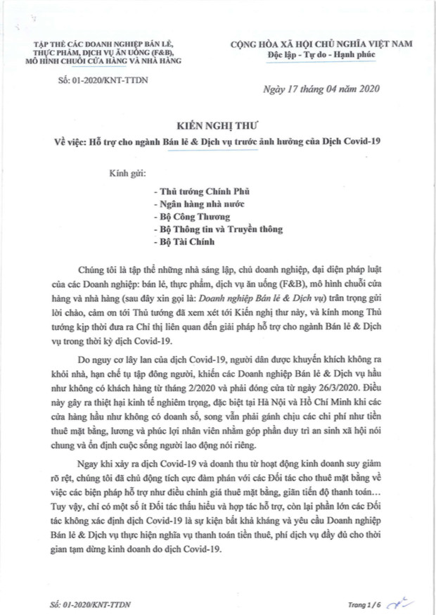  Hàng loạt chuỗi bán lẻ lớn Golden Gate, The Coffee House, KFC... gửi thư cầu cứu lên Chính phủ và các Bộ: Nếu doanh nghiệp không được hỗ trợ kịp thời, nguy cơ phá sản rất cao! - Ảnh 1.