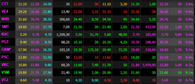 Hàng loạt cổ phiếu vẫn tím lịm bất chấp thị trường chung điều chỉnh - Ảnh 2.