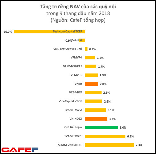 Hiệu quả đầu tư 9 tháng của các quỹ hàng đầu trên TTCK Việt Nam không bằng đem tiền gửi tiết kiệm - Ảnh 2.